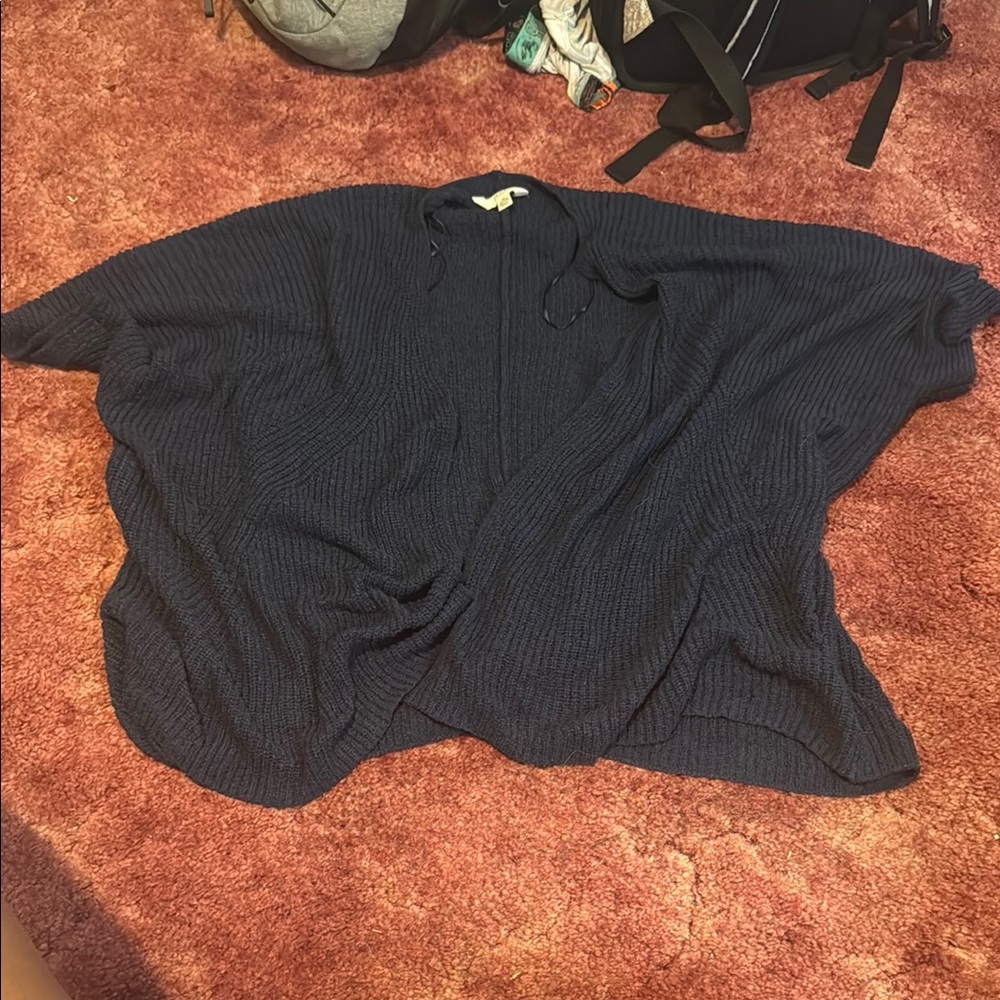 Navy Blue Knit Poncho